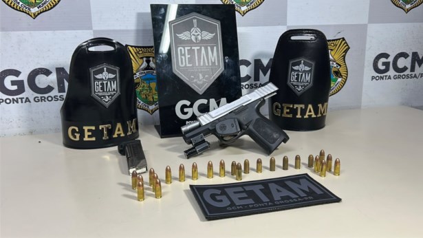 Homem é preso com pistola e munições após ocorrência de disparos em Ponta Grossa